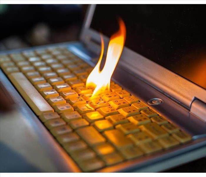 Keyboard of a computer on flames