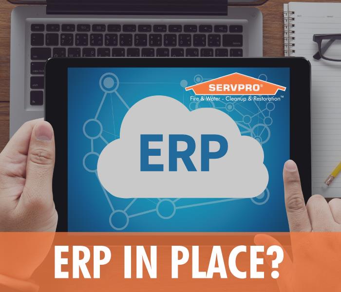 an ipad that says ERP 